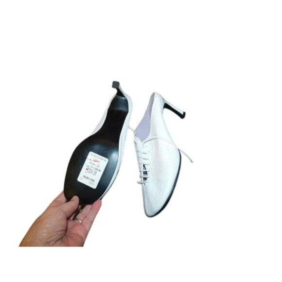 Reike Nen Size 39 / 8.5 US White Leather Lace Up Designer Mule Heels NWT $204 - Picture 4 of 5